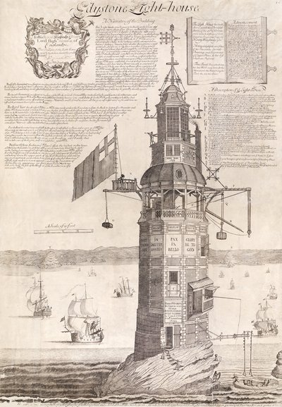 Eddystone fyr, pub. C1762 av Henry Winstanley