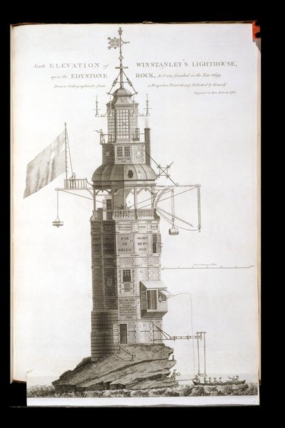 Eddystone-fyren graverad av Henry Roberts (fl.1762), 1762 av Henry Winstanley