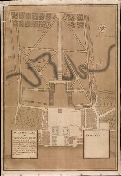 En exakt plan över Greenwich Park, ca 1700 (duk) av Henry Wise