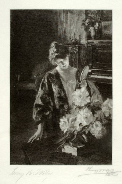 Flicka och pioner (handspegeln) av Henry Wolf