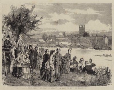 Henley-on-Thames Regatta, en skiss vid floden av Henry Woods