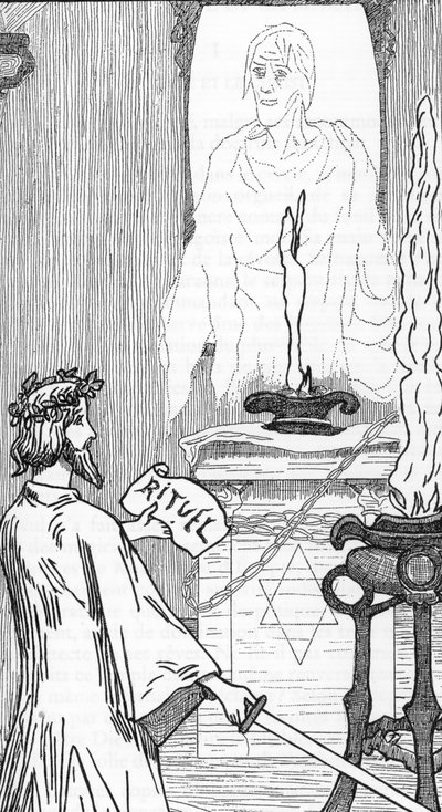 Spiritism: Frammaning av andar Ritning av Henry de Malvost från "Satanism and Magic" av Jules Bois 1895 privatsamling av Henry de Malvost