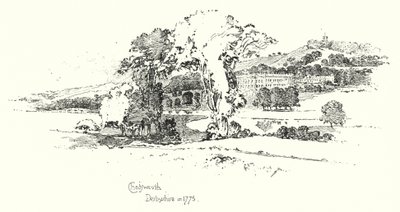 Chatsworth, Derbyshire, 1775 (litho) av Herbert (after) Railton