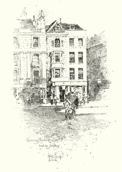 Crown and Anchor, hålls av Thomas Simpkin, The Strand, London (litho) av Herbert (after) Railton