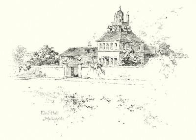 Elral Hall, nära Lichfield (litho) av Herbert (after) Railton