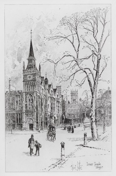 Inner Temple Library (gravyr) av Herbert (after) Railton