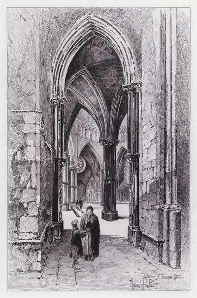 Interiör av Temple Church (gravyr) av Herbert (after) Railton