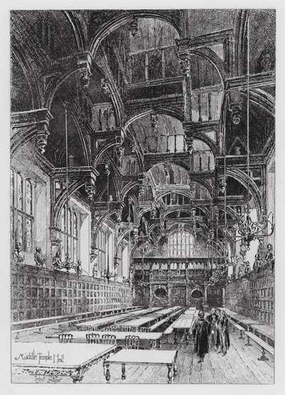 Middle Temple Hall (gravyr) av Herbert (after) Railton