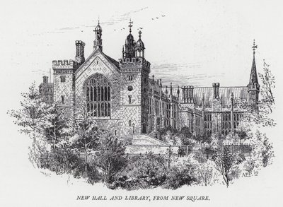 Ny hall och bibliotek, från New Square (gravyr) av Herbert (after) Railton