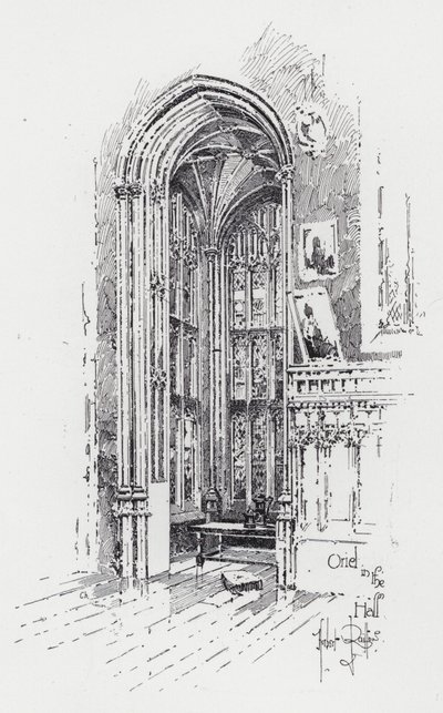 Oriel in the Hall (gravyr) av Herbert (after) Railton
