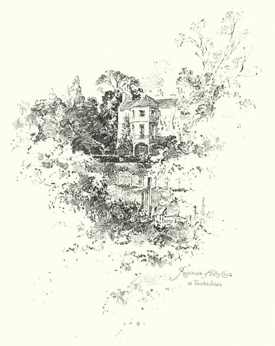 Residens för Kitty Clive, Twickenham, London (litho) av Herbert (after) Railton