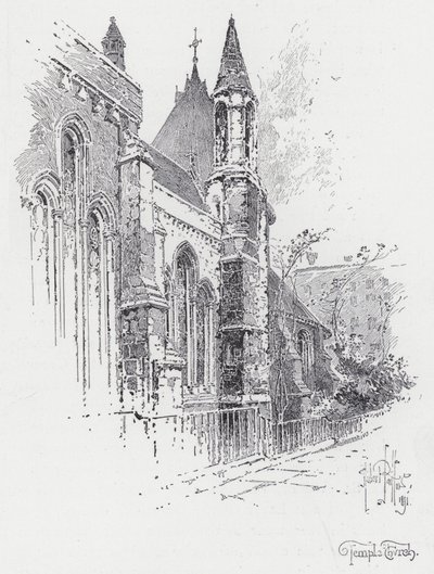 Temple Church (gravyr) av Herbert (after) Railton