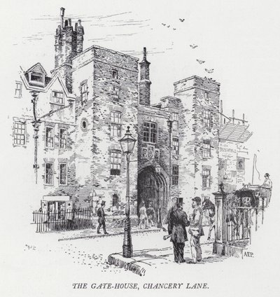 The Gate-House, Chancery Lane (gravyr) av Herbert (after) Railton
