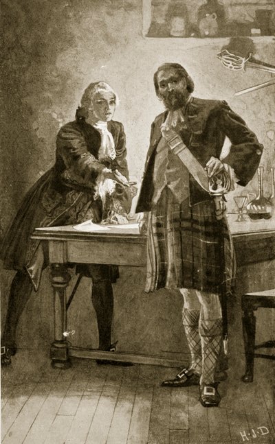 Prins Charles vädjar till Cameron of Lochiel, illustration från "Hutchinson