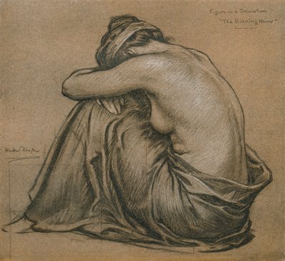 Studera för en dekoration, The Evening Hours, c1916 av Herbert James Draper