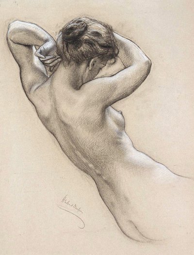 Studie för en vattennymf, sent 1800-tal eller tidigt 1900-tal. av Herbert James Draper