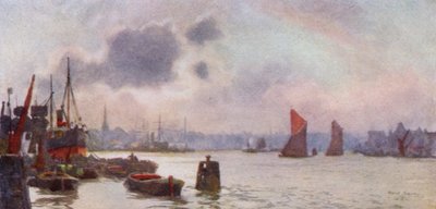 Lavender Wharf (färg litho) av Herbert Menzies (after) Marshall