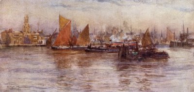 Limehouse Reach (färg litho) av Herbert Menzies (after) Marshall