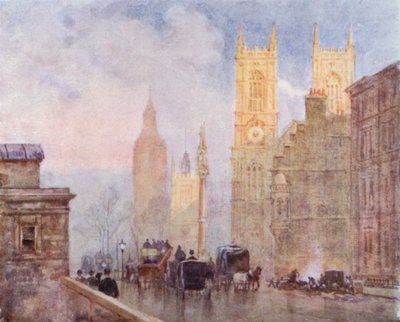 The End of Victoria Street, Westminster (färg litho) av Herbert Menzies (after) Marshall