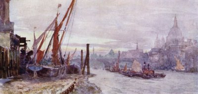 Foreshore vid Southwark (färg litho) av Herbert Menzies (after) Marshall