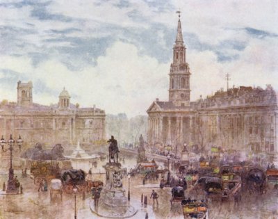 Trafalgar Square (färg litho) av Herbert Menzies (after) Marshall