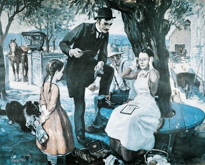 Glasögonförsäljaren i slutet av 1800-talet, reklam för American Optical Company av Herbert Morton Stoops