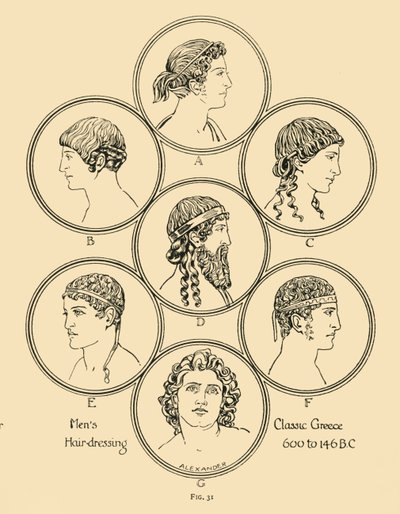 Herrfrisör - Klassiskt Grekland 600 till 146 f.Kr., 1924. av Herbert Norris