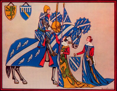 Sir Geoffrey Luttrell, hans fru och svärdotter, c1340, 1926 av Herbert Norris
