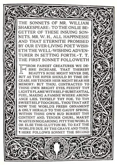 Riccardi Press: Sida från Sonnets of Shakespeare, c.1914 av Herbert Percy Horne