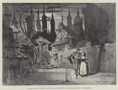 Återupplivandet av Faust på Lyceumteatern, i Marthas trädgård i Nürnberg av Herbert Railton