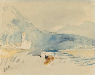 Ett landskap med berg och en bäck. av Hercules Brabazon Brabazon