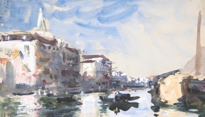 Scen på Canal Grande, Venedig, 1800-talet. av Hercules Brabazon Brabazon
