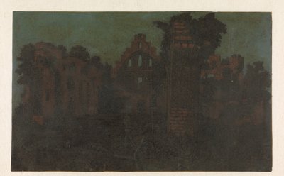 Ruinerna av klostret Rijnsburg, stor version Ruinerna av klostret Rijnsburg från söder: stor version av Hercules Segers