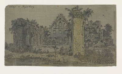 Ruinerna av klostret Rijnsburg, liten version Ruinerna av klostret Rijnsburg från söder: liten version av Hercules Segers