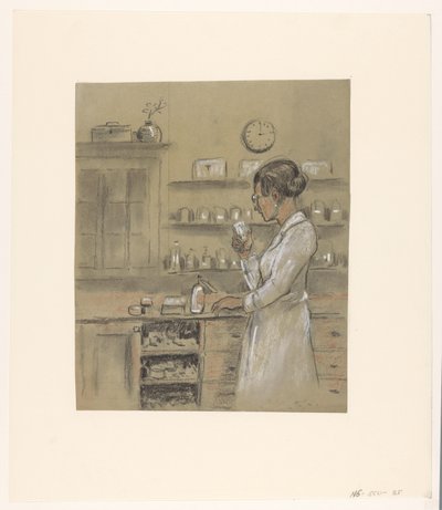 Kvinna i laboratoriet av Herman Heijenbrock (possibly)