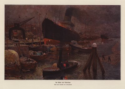 I hamnen i Rotterdam (färglitografi) av Herman Heijenbrock