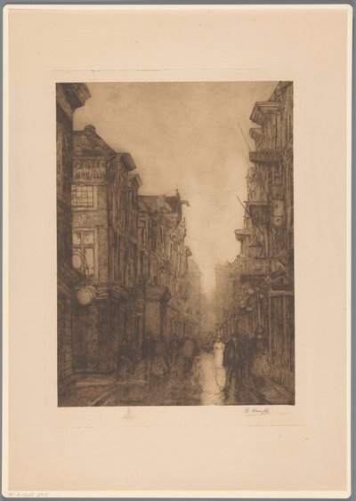 Spuistraat i Haag av Herman Heuff (signed by artist)
