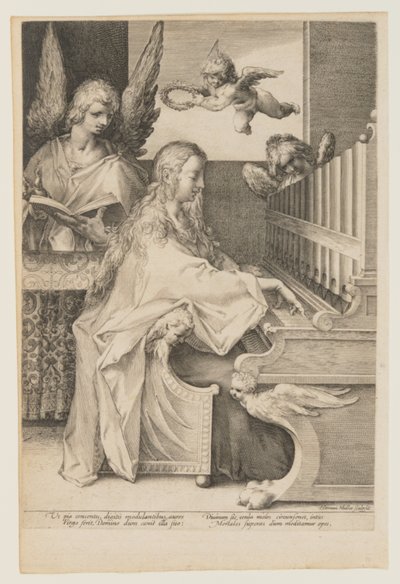 S:ta Cecilia spelar orgel med två änglar av Herman Jansz. Muller