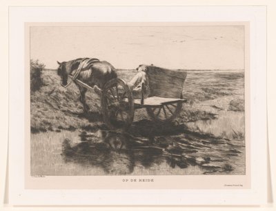 Hästvagn på heden På heden (titel på objekt) av Herman Johannes van der Weele
