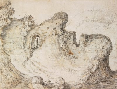 Bergslandskap med ruiner. Omkring 1650 av Herman Saftleven