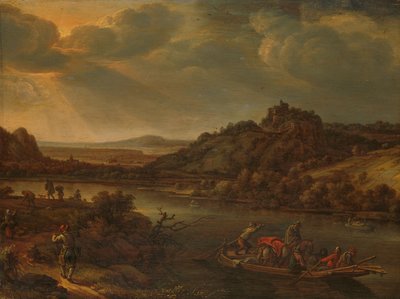 Utsikt över floden med färja av Herman the Younger Saftleven