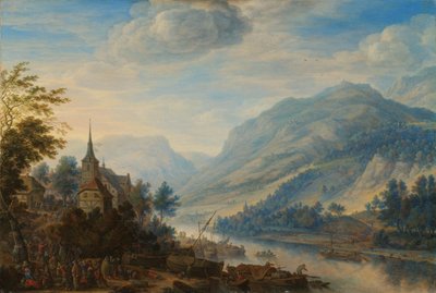Utsikt över Rhen nära slottet Rheineck av Herman the Younger Saftleven
