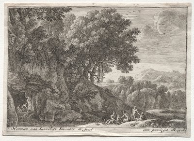 Landskap med Satyrer. av Herman van Swanevelt