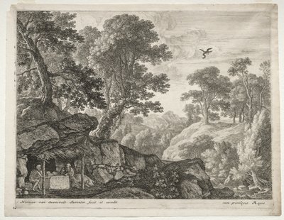 Landskap med Sts. Paul och Anthony. av Herman van Swanevelt