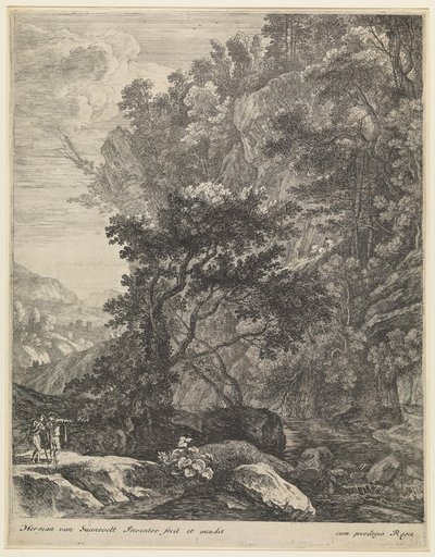 Landskap med bergsbäck av Herman van Swanevelt