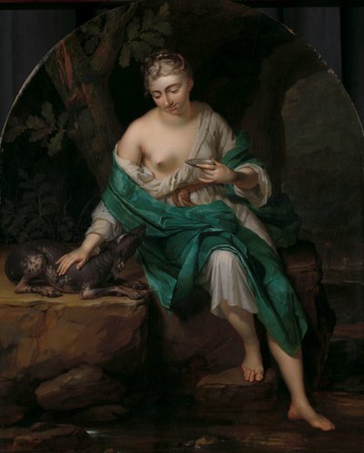 En kvinna med en hund Allegorisk figur av en kvinna med en hund av Herman van der Mijn