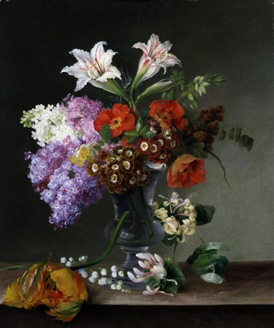 Stilleben med blommor. Målning av Hermania Neergaard (1799-1875) Privat samling av Hermania Neergaard