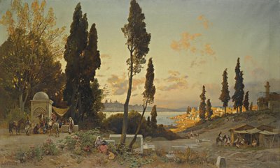 Utsikt över Bosporen, Konstantinopel av Hermann David Salomon Corrodi