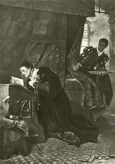 Ludvig XI och Oliver Le Dain (gravyr) av Hermann Kaulbach