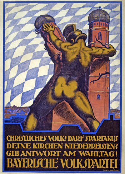 Valkampanjaffisch för det bayerska folkpartiet (färg litho) av Hermann Keimel